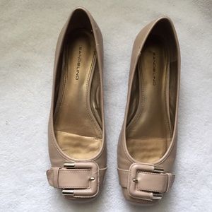 Nude Buckle Flats